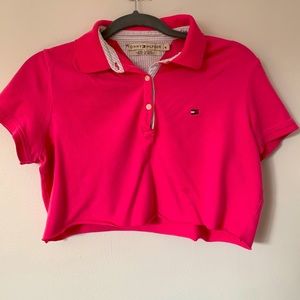 Pink cropped Tommy Hilfiger polo